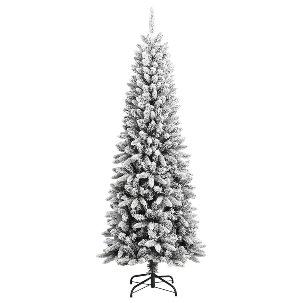 240 x 93 cm Albero di Natale Artificiale con Neve Floccata 240 cm PVC e  PEMAISON DECO - Bianco