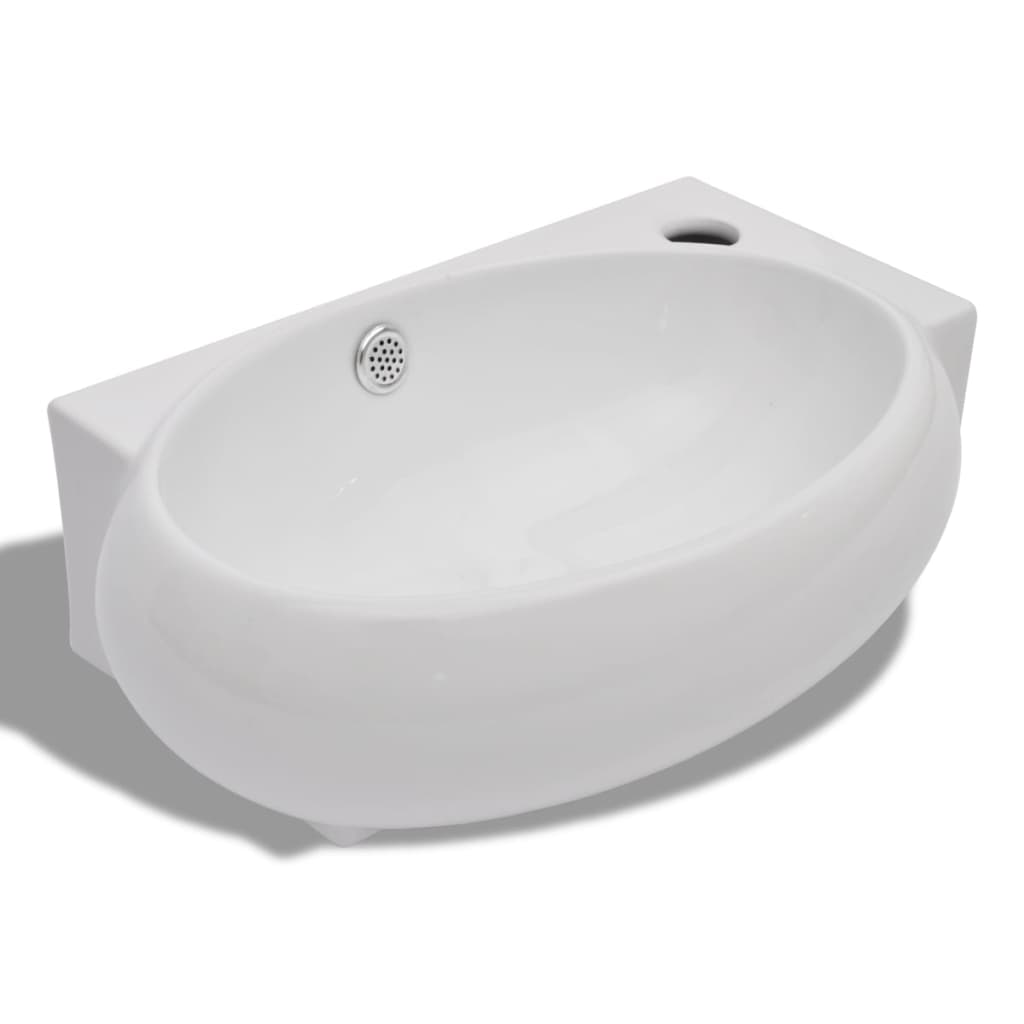 Grifo compacto de cerámica para lavabo de pared con forma de D lavabo de mano con un agujero para la esquina derecha Durovin 