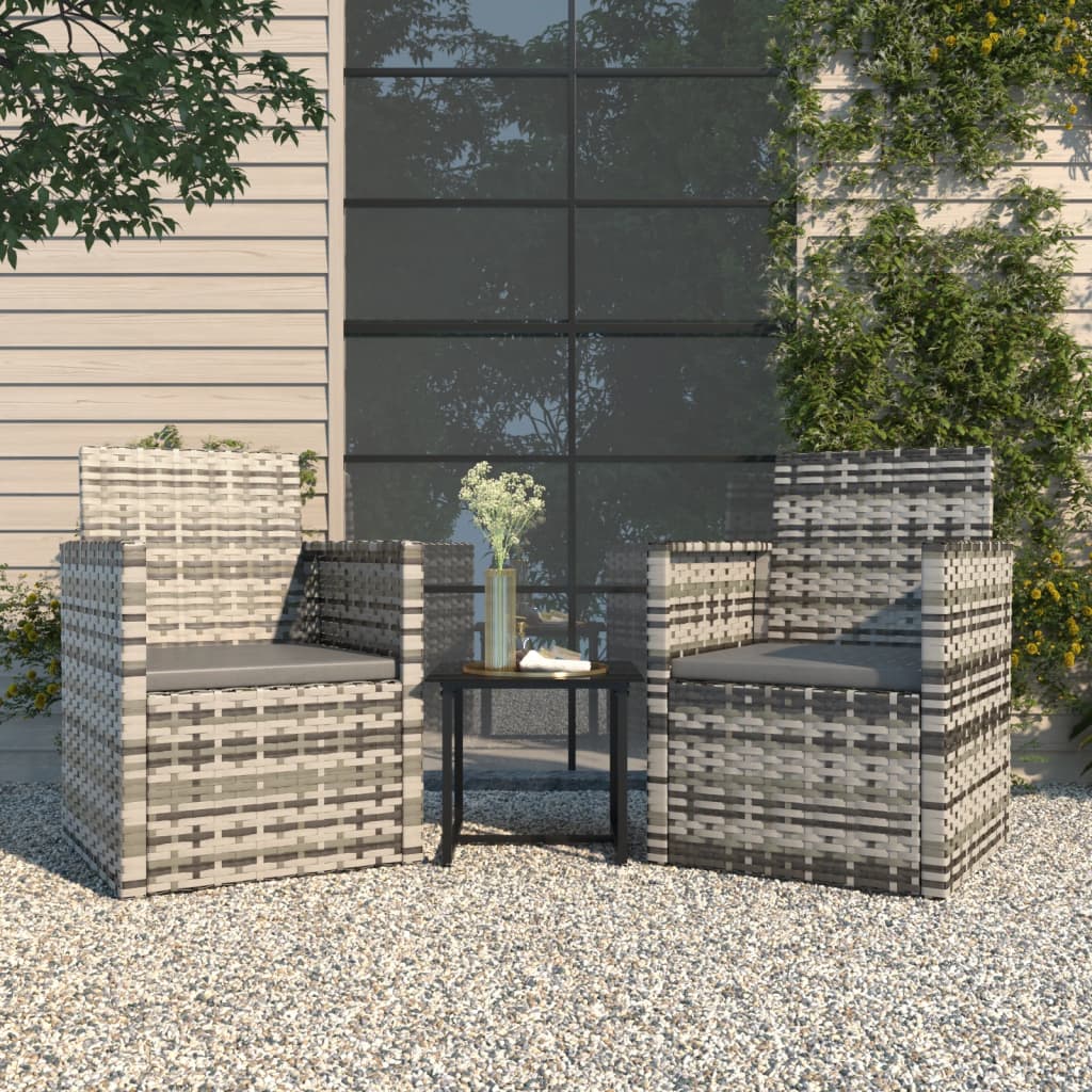 Unico Design Set Divani da Esterno 3 pz con Cuscini in Polyrattan Grigio  40x40x37 cm Magnifico it - Grigio87058