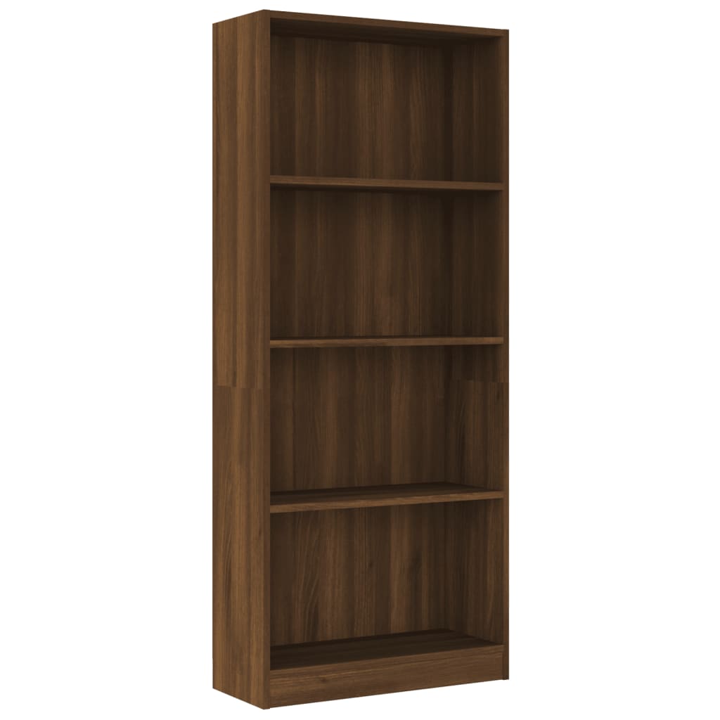 Libreria - Scaffale Portaoggetti 4 Ripiani Rovere Marrone 60x24x142cm Legno  Multistrato -89247