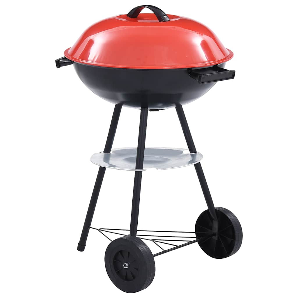 Portable Xxl Charcoal Kettle Bbq Grill With Wheels 44 Cm Vidaxl