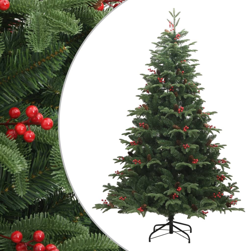 Artificial Hinged Christmas Tree with Cones and Berries 180 cm vidaXL