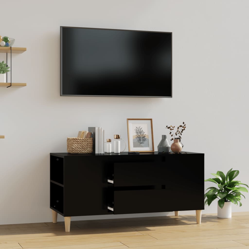 Mobile Porta TV Nero 102x44,5x50 cm in Legno Multistrato