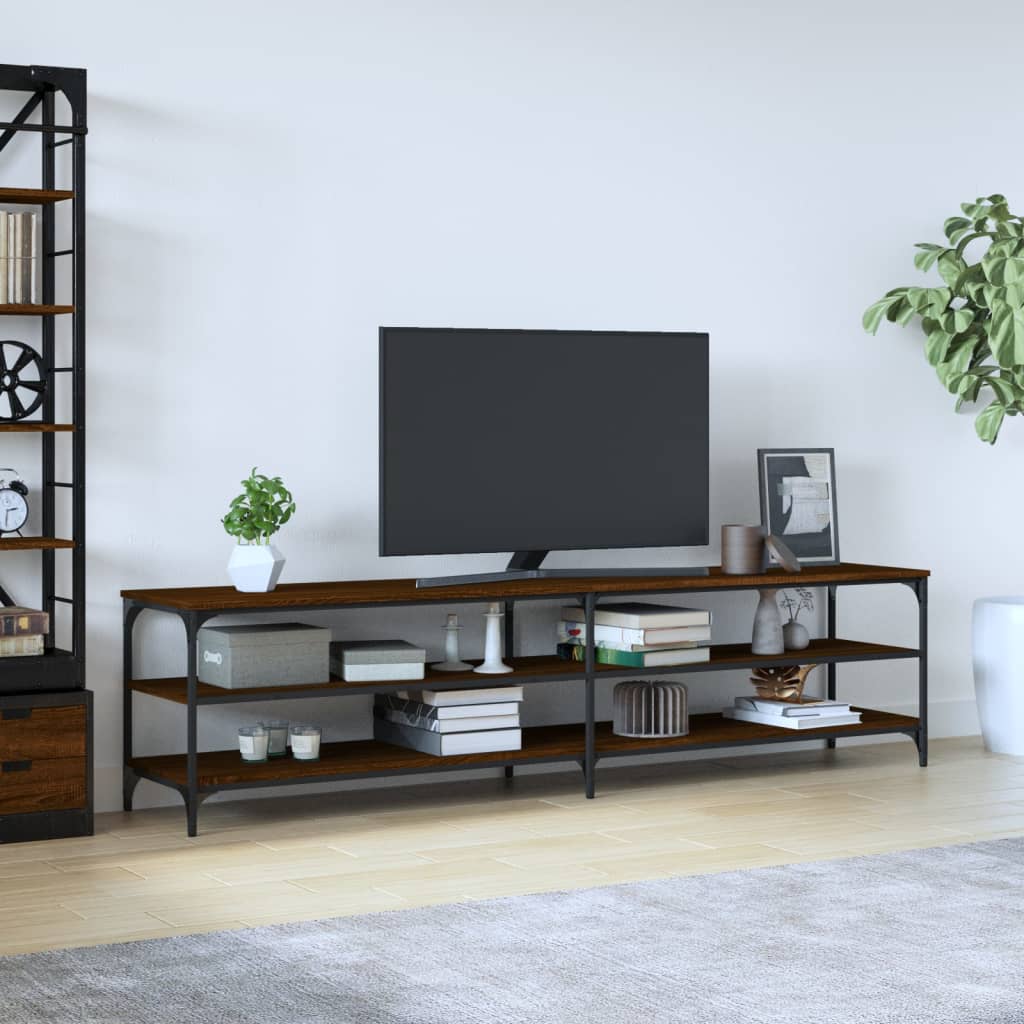 Mobile TV,Mobile porta TV Salotto,Supporto per TV da soggiorno Rovere Marrone 200x30x50 cm legno Multistrato metallo NVIW86870 Bonnevie