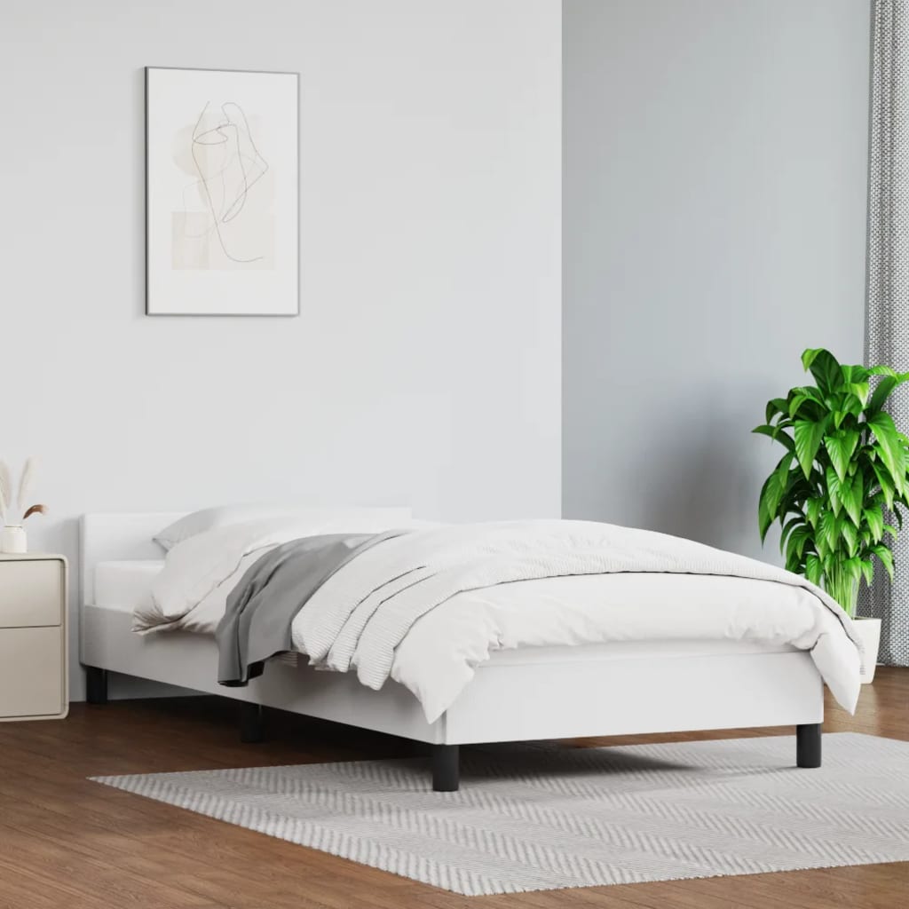 Estructura de cama con cabecera de MDF tapizada en tela poliéster color  gris oscuro de 160x200