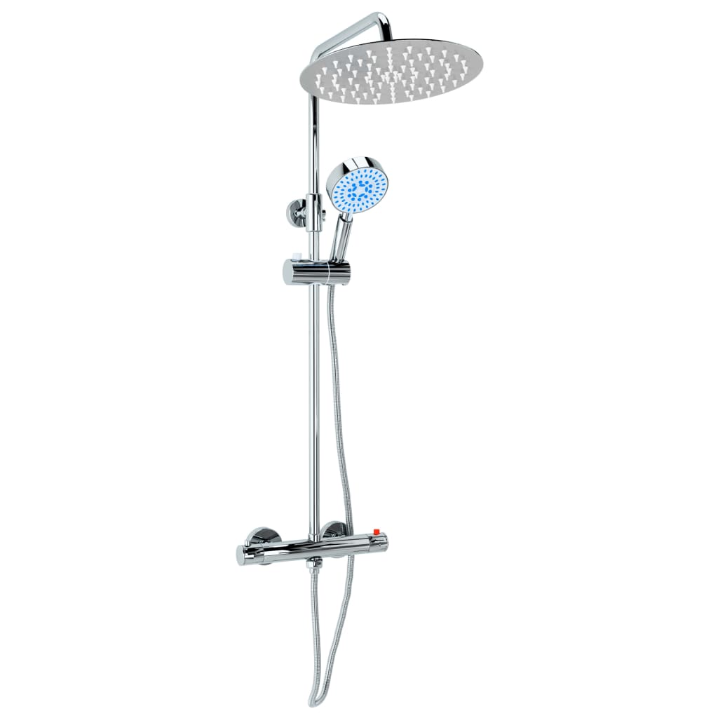 Ensemble de douche double tête en acier inoxydable (pommeau de douche,  tuyau, canne) + ABS (douchette à main), longueur du tuyau de douche : 50 cm  et