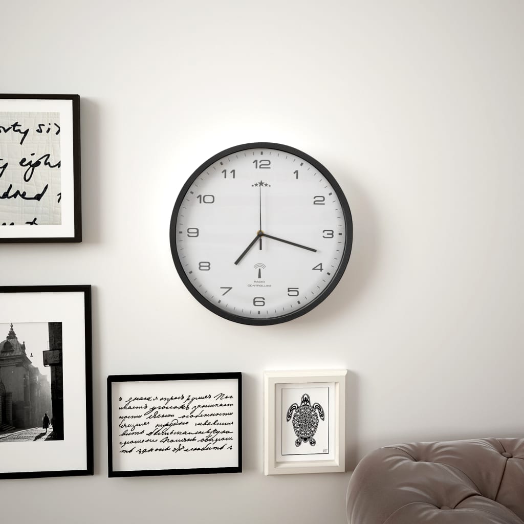 Reloj Pared Termómetro Higrómetro Cuarzo Cocina Baño Sala Blanco/Negro  vidaXL