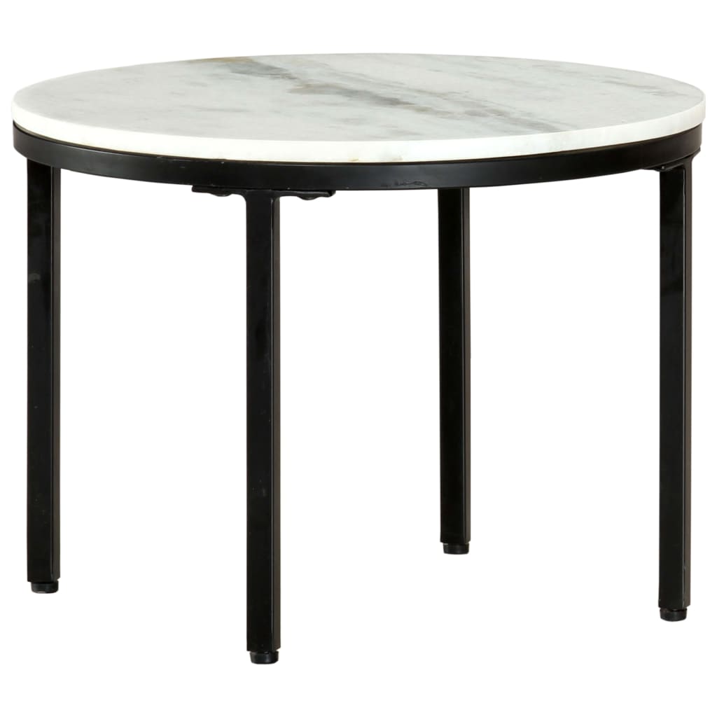 Coffee Table White and Black Ø50 cm Real Solid Marble vidaXL