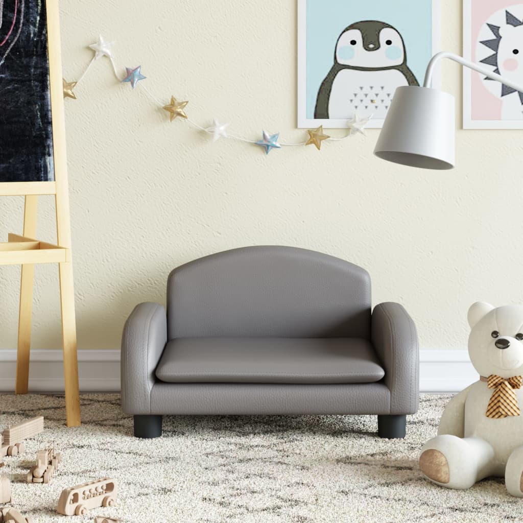 Unico Design Divano per Bambini Grigio 60x40x30 cm in Similpelle 60x40x30  cm Magnifico it - Grigio44672