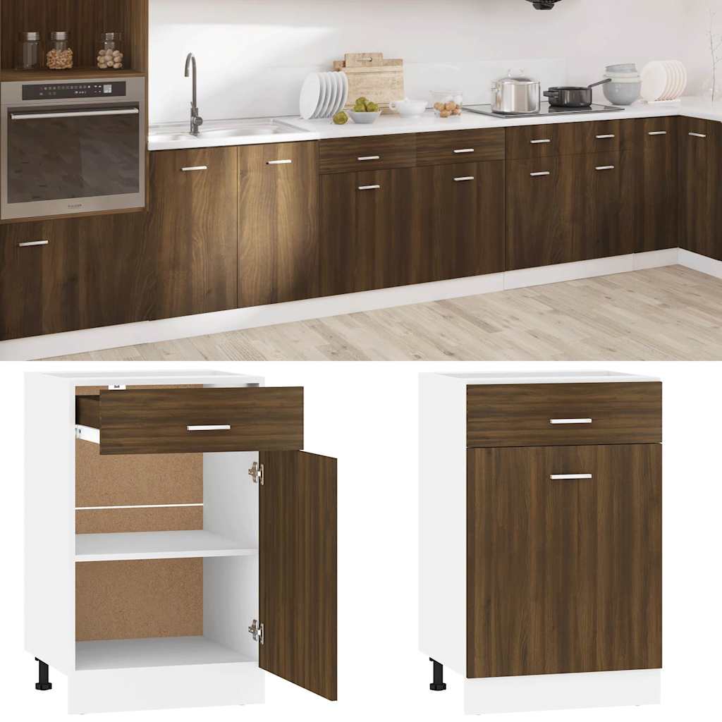 FEZIBO Armoire de classement mobile à 3 tiroirs, armoire latérale avec serrure, support d'imprimante avec compartiments de rangement ouverts pour le bureau à domicile, marron rustique