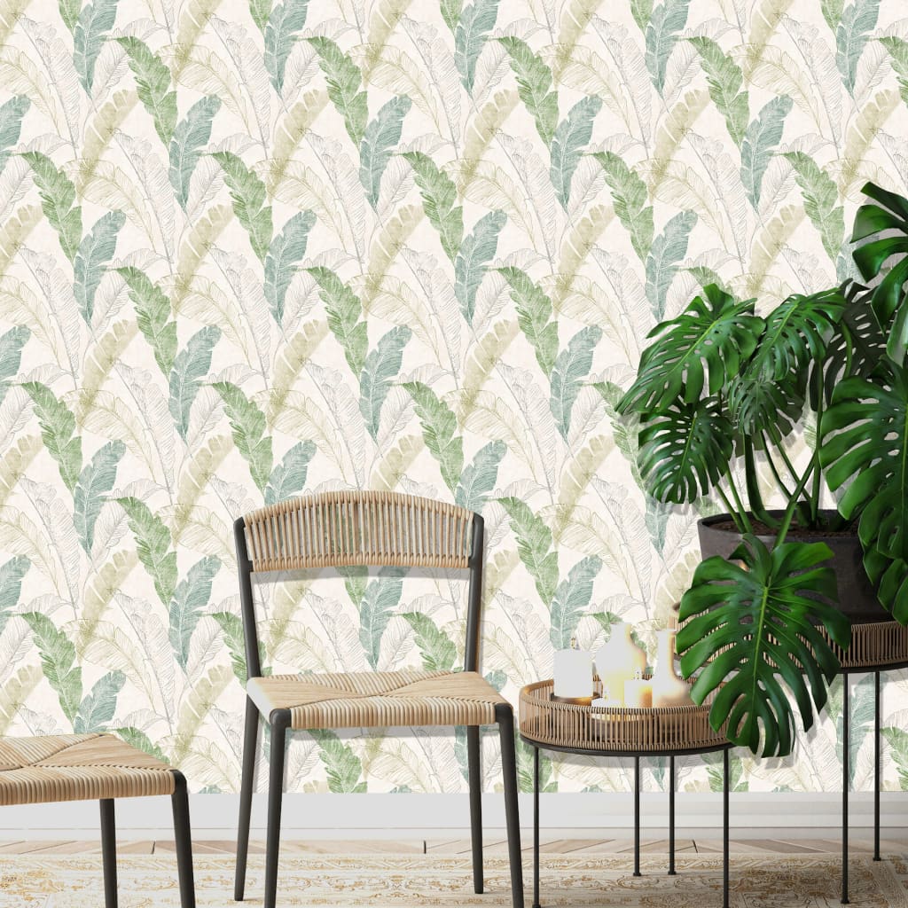 Unico Design DUTCH WALLCOVERINGS Carta da Parati Foglie Tropicali Grigio e  Verde Magnifico it - Multicolore84576