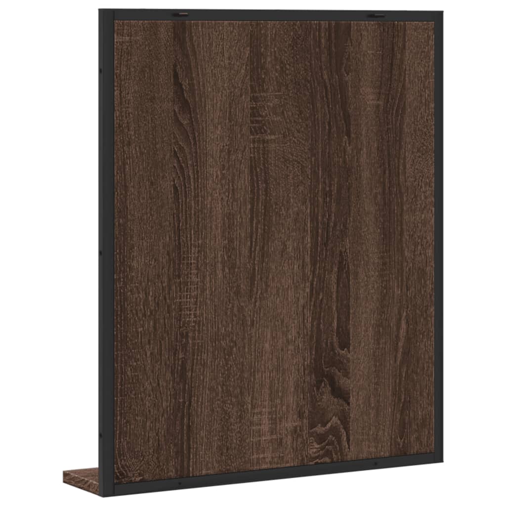 Specchio Bagno Con Ripiano VidaXL In Legno Multistrato Rovere Marrone - 50x12x60 Cm, Montaggio A Parete, Perfetto Per Piccoli Spazi