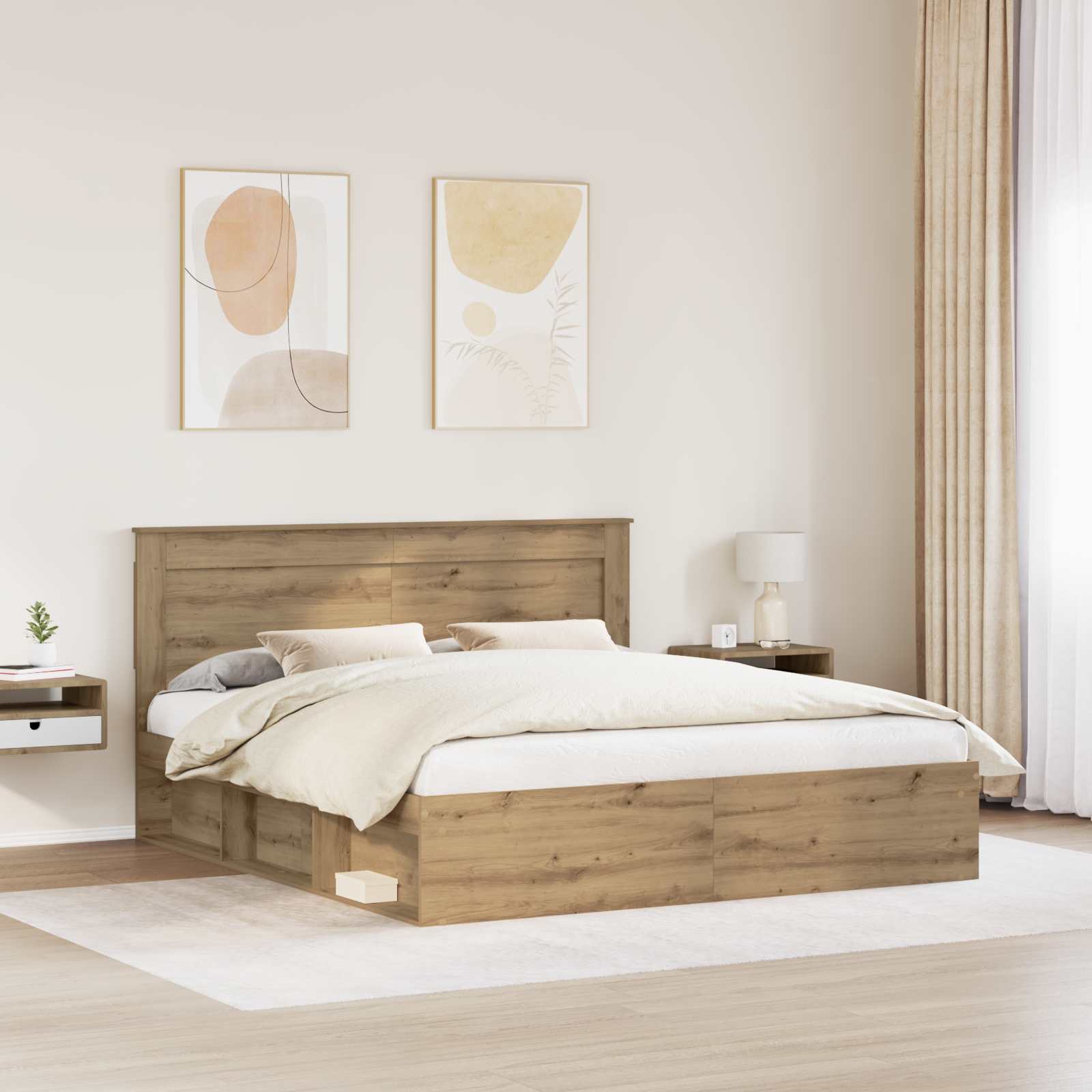 Bed Frame Artisian Oak 180 x 200 cm Solid Pine Wood vidaXL