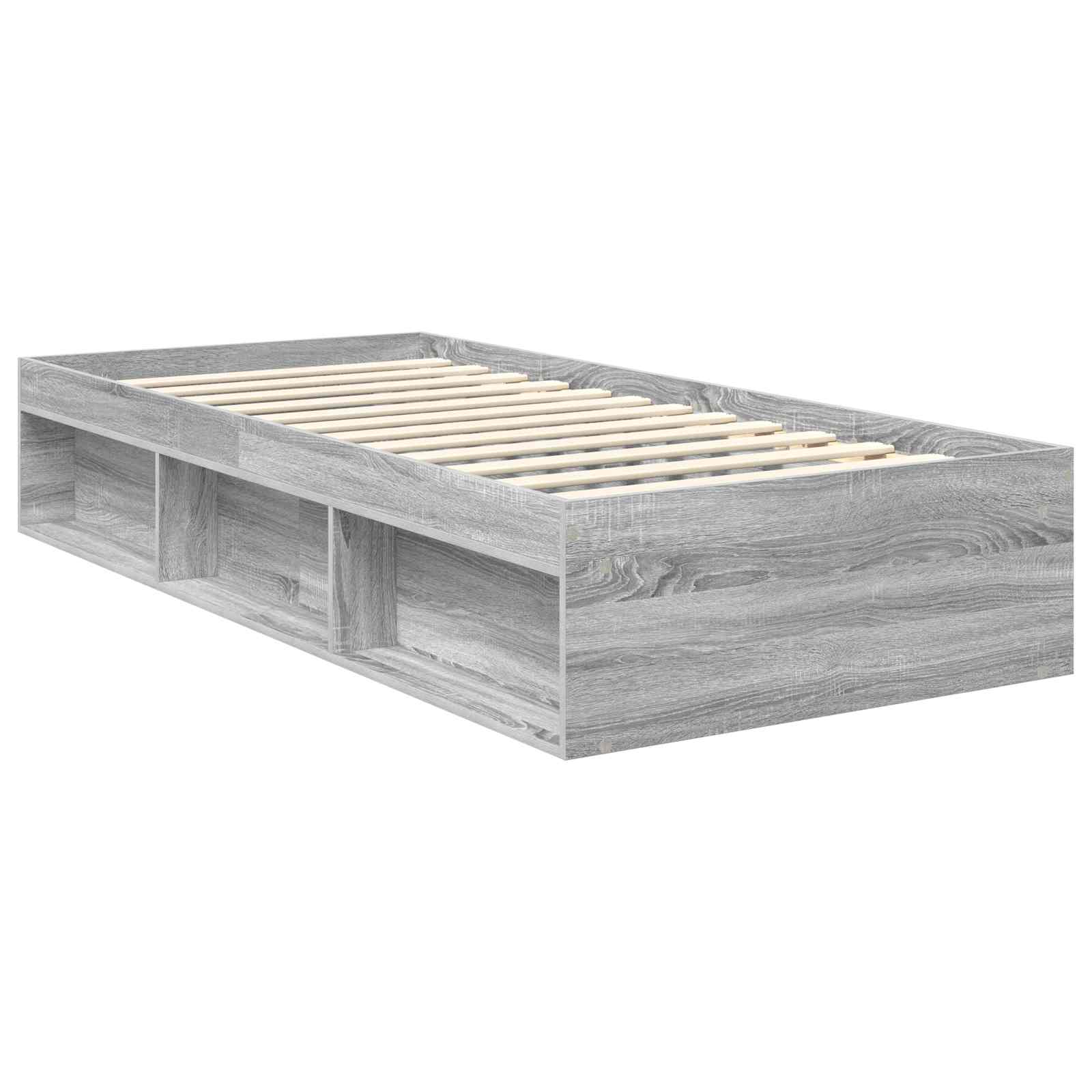 Bed Frame with Drawer Grey Sonoma 90 x 200 cm Solid Pine Wood vidaXL