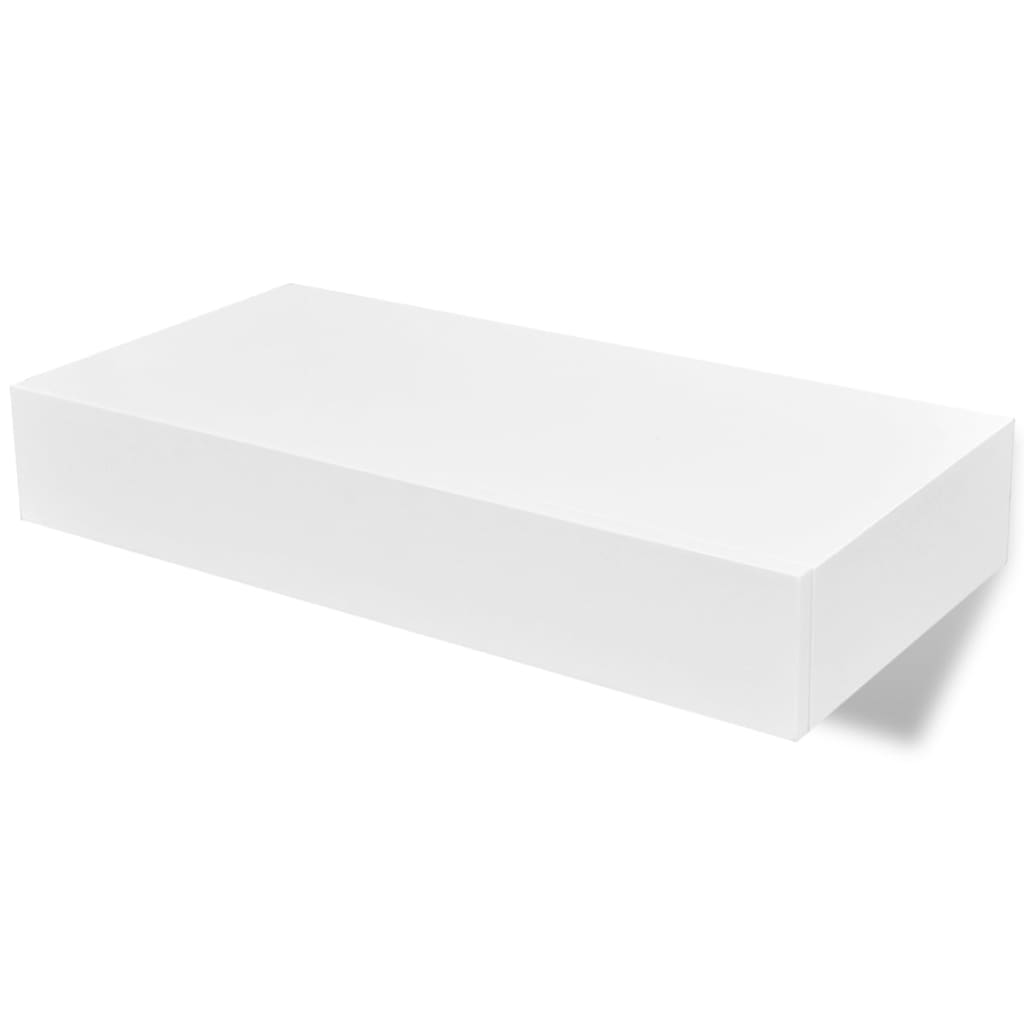 Estante Flotante Pared Con 1 Cajón Mdf Blanco Para Libros/dvd