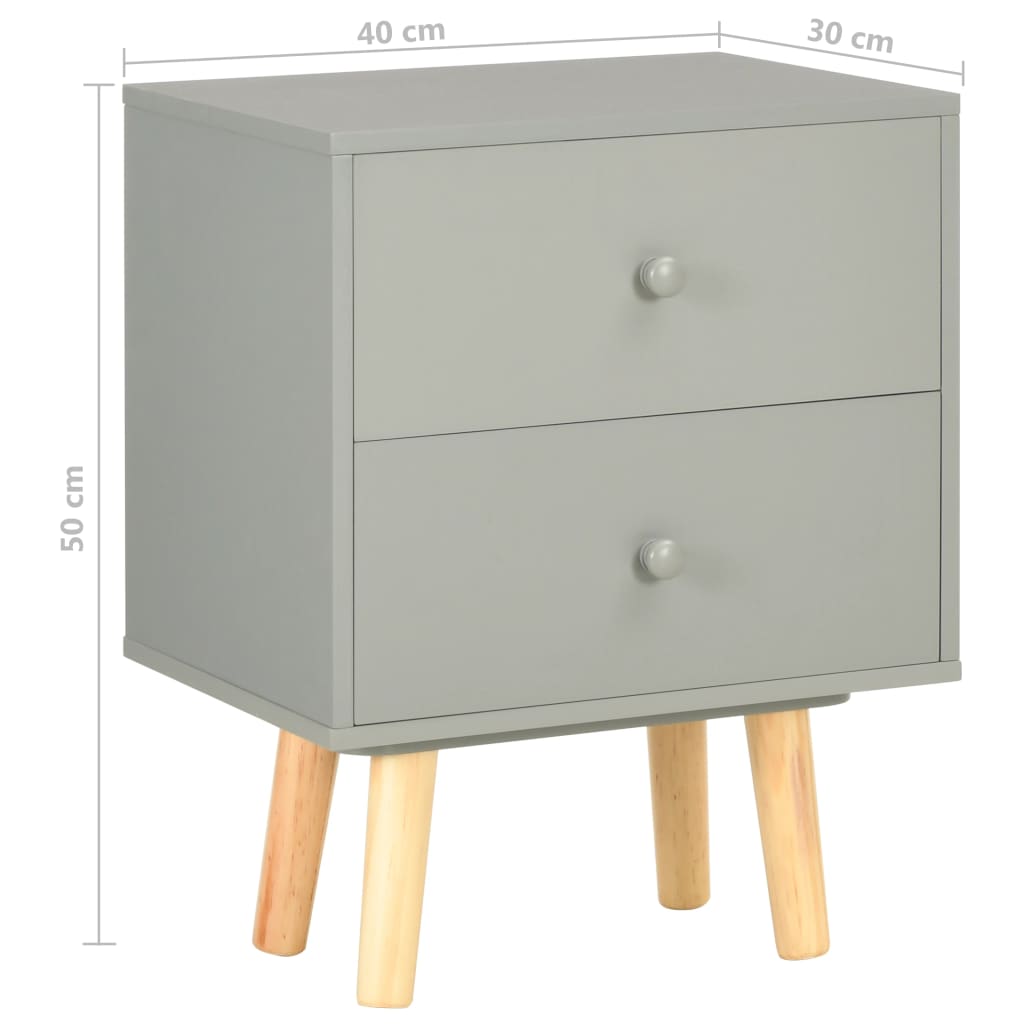 Set 2 Comodini da Camera da Letto,Tavolini da Letto Moderni HAMAR Bianchi  40x35x44,5 cm in Legno di Pino -BN87033