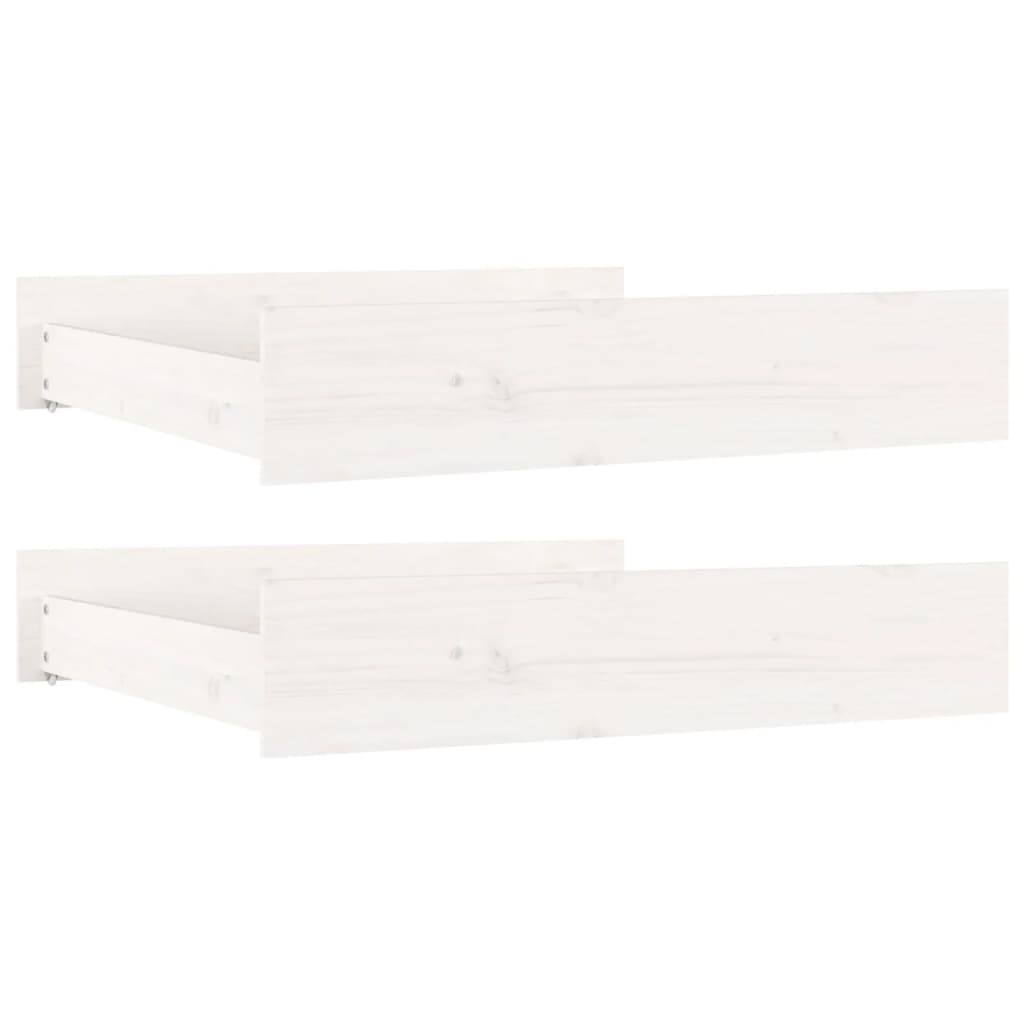 Set di 2 Cassetti per Letto - Cassetti sottoletto in Legno Massello di Pino  Bianco BV172159 - BonneVie