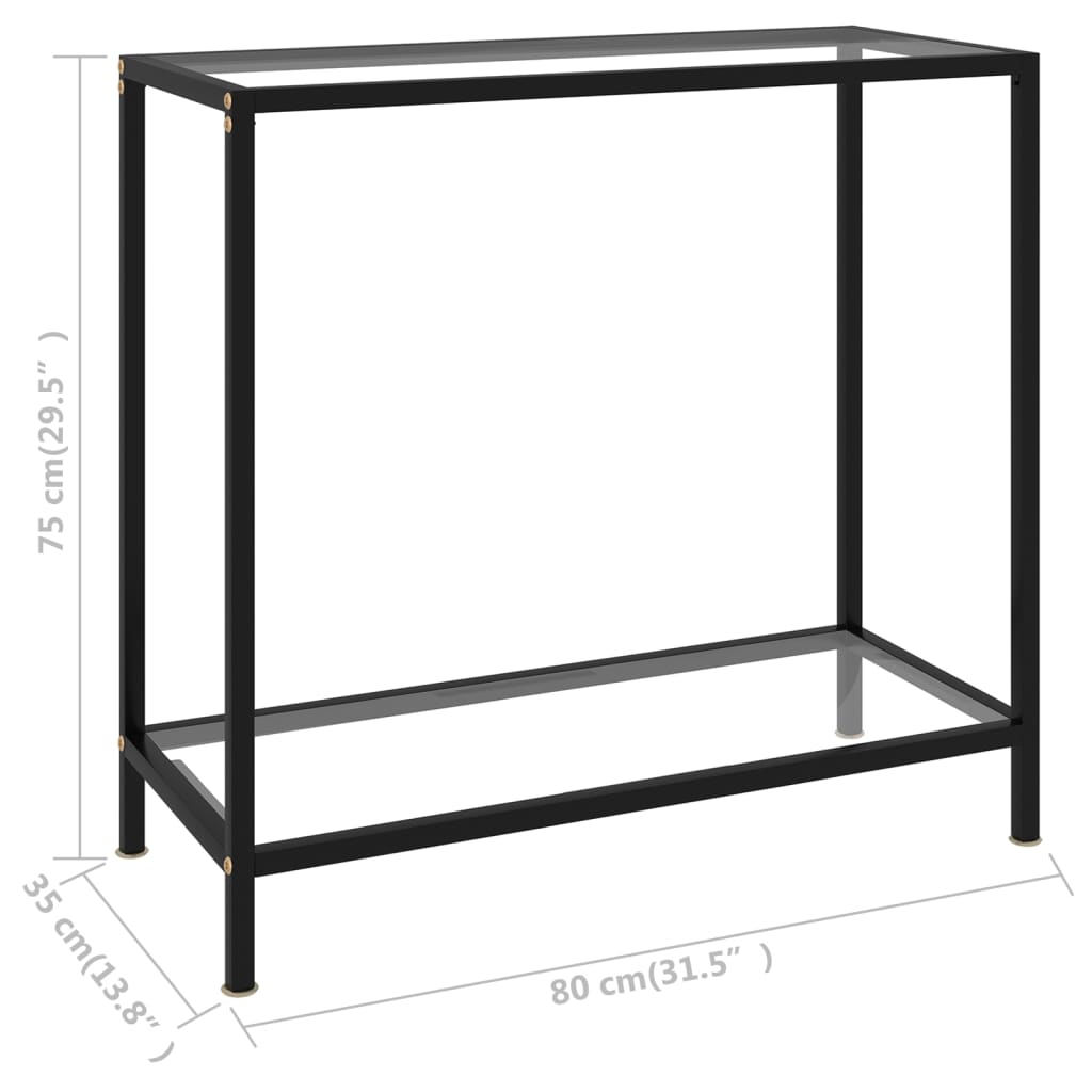 Tavolo Consolle，Tavolo da ingresso，Consolle Salvaspazio e Multiuso per  Soggiorno, Ingresso e Corridoio Trasparente 80x35x75 cm in Vetro Temperato  CNWI202573 MaisonChic