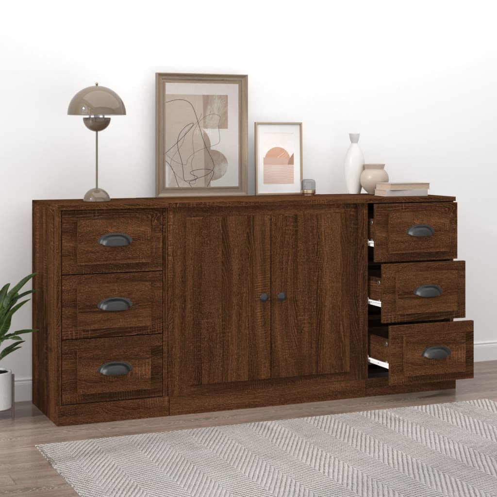 Credenza Sideboard In Rovere Sonoma - Mobile Soggiorno Con 2 Cassetti E 2 Ante, 104x35x70 Cm