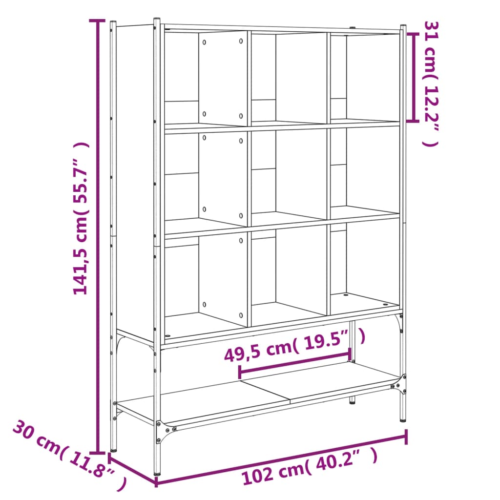 vidaXL Estantería lavadora madera ingeniería roble humo 67x25x163 cm –  Bechester