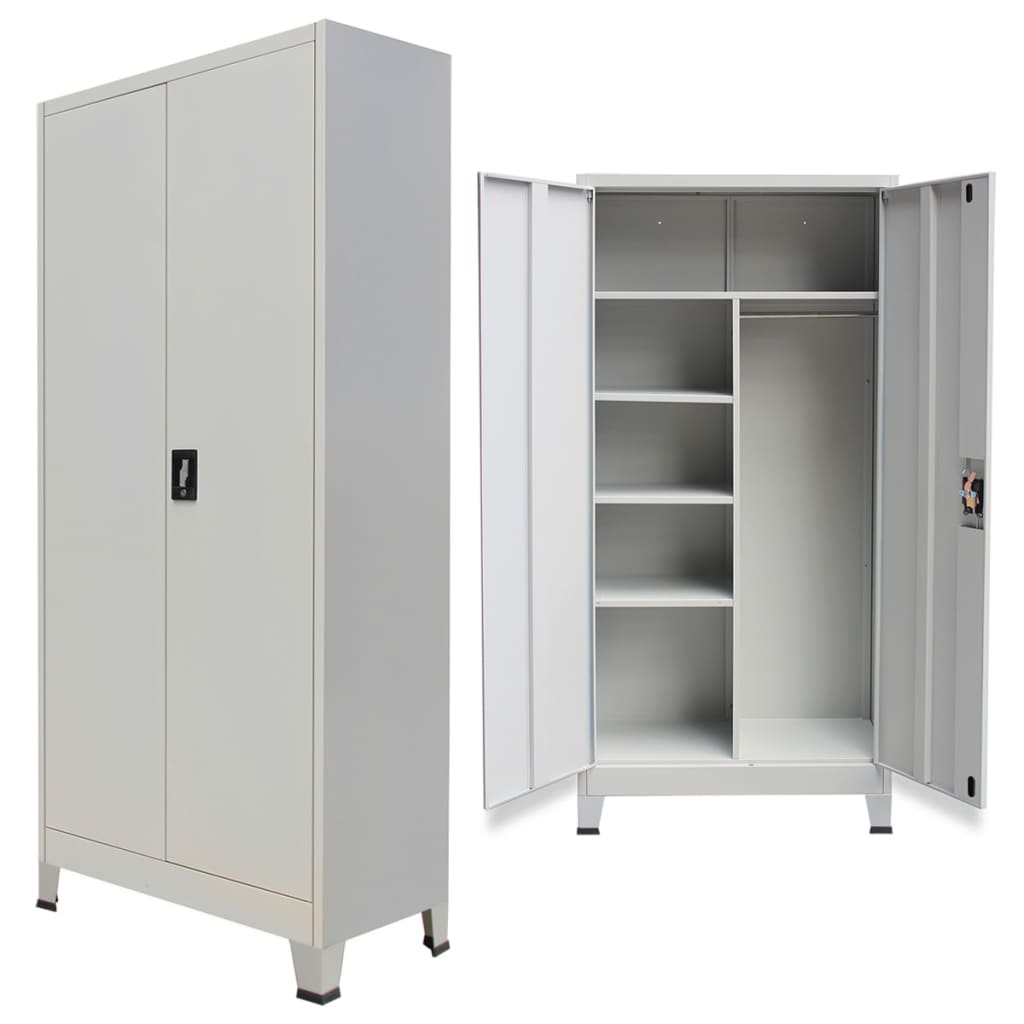 Schließfachschrank mit 2 Türen Stahl 90x40x180 cm Grau