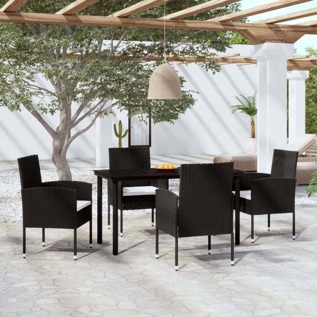 Set Mobili da Pranzo per Giardino 5 pz，Salotti da giardino，Set tavolo e  sedie da giardino Nero CNIN411370 MaisonChic