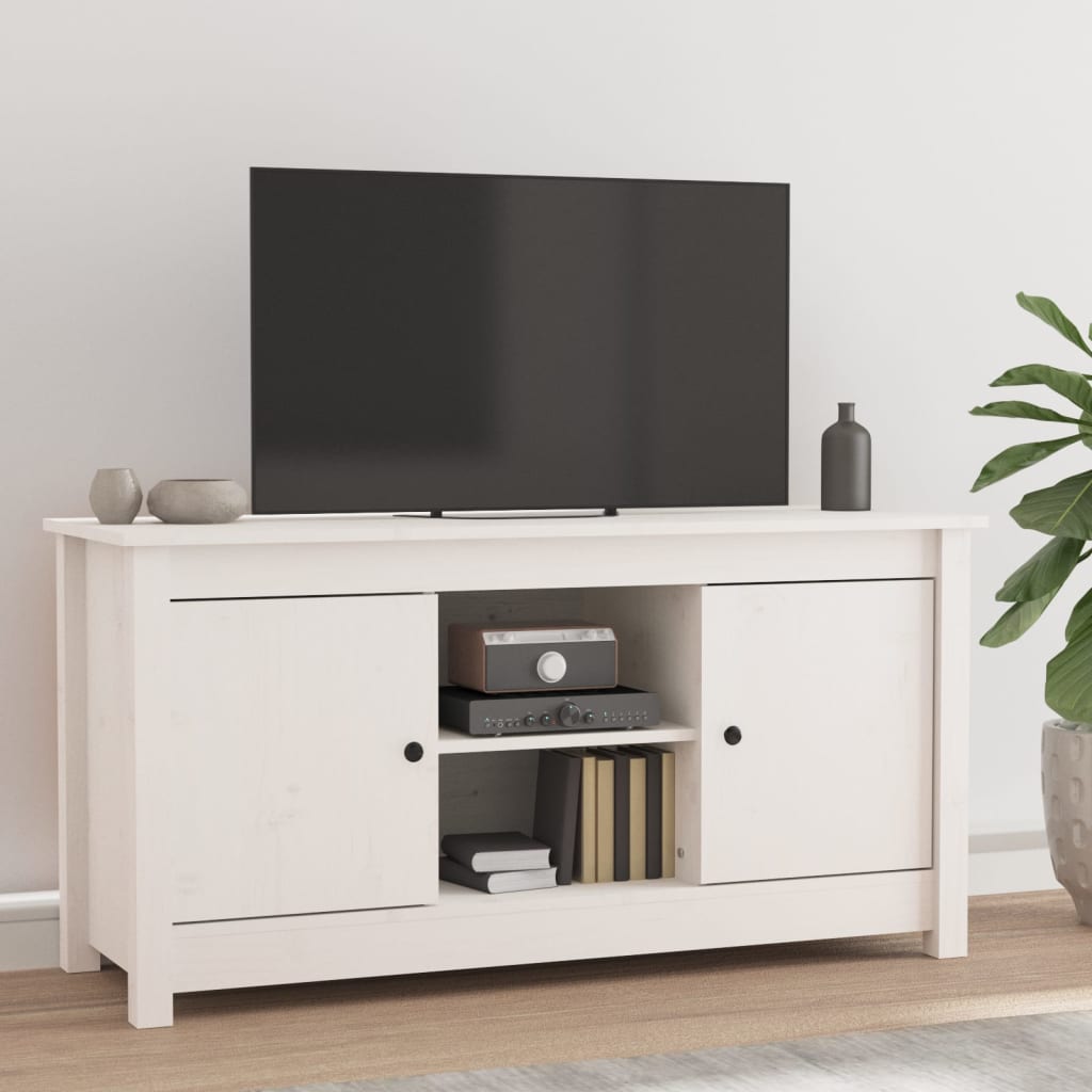 VidaXL Mobile porta tv bianco 80x31x39 cm in legno massello di