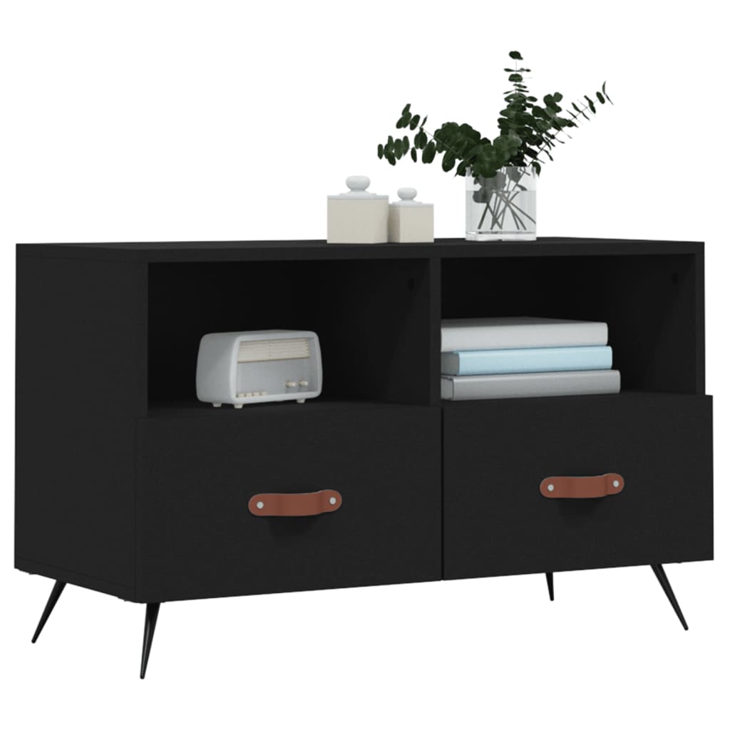 Mobile Porta TV，Mobili TV，Tavolino TV Nero 80x36x50 cm in Legno Multistrato  MCWN542397 MaisonChic