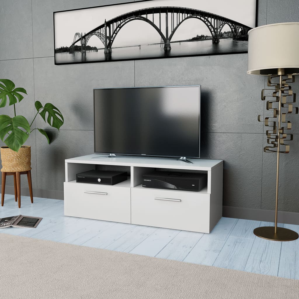 Mueble para TV moderno blanco de 51,18 pulgadas con luces LED