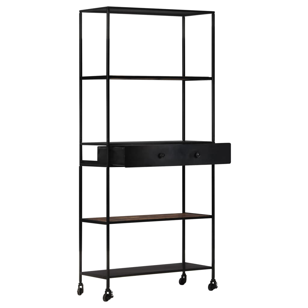 Libreria - Scaffale Portaoggetti 80x35x180 cm in Legno di Mango Grezzo e  Ferro -97854