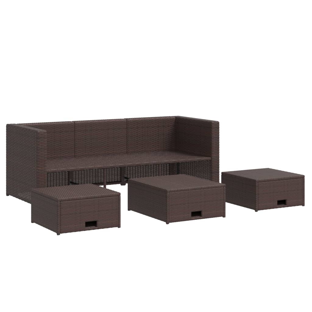 vidaXL Set muebles de jardín 4 piezas y cojines ratán sintético marrón