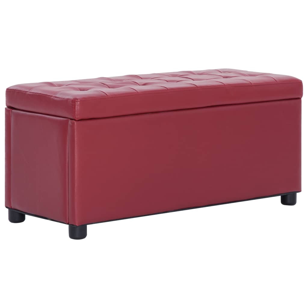 vidaXL Otomana de Almacenaje de Cuero Sintético 87,5 cm Vino Tinto - Rojo