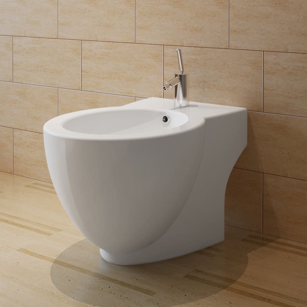 vidaXL Stand WC Standbidet Bodenstehend Softclose Sitz Keramik Toilette Bidet 