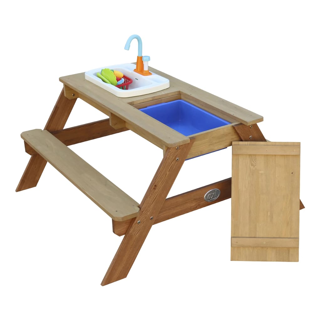 Sand and Water Picnic Table Emily with Play Kitchen Brown AXI