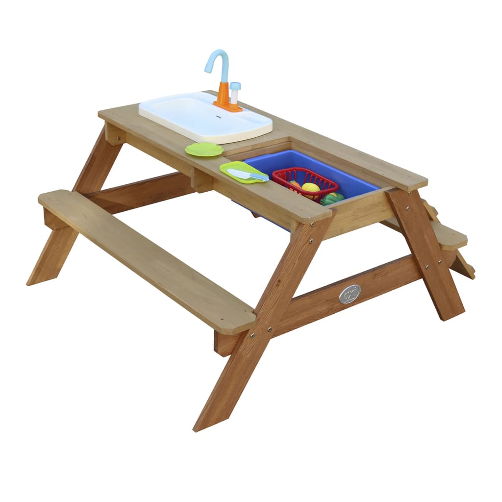 Sand and Water Picnic Table Emily with Play Kitchen Brown AXI