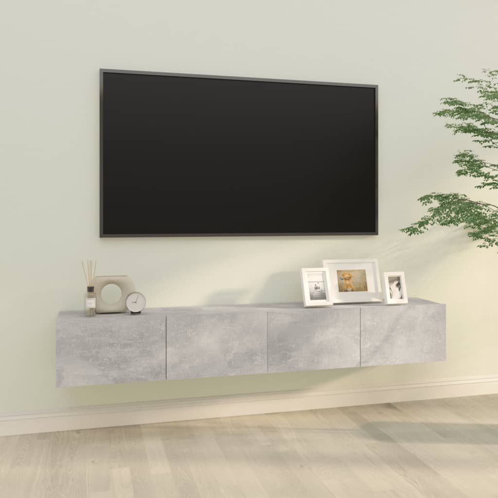 Set di 2 Mobili TV da Parete - Tavolino TV per Salotto - Porta TV Grigio  Cemento 100x30x30 cm in Legno -MC17818