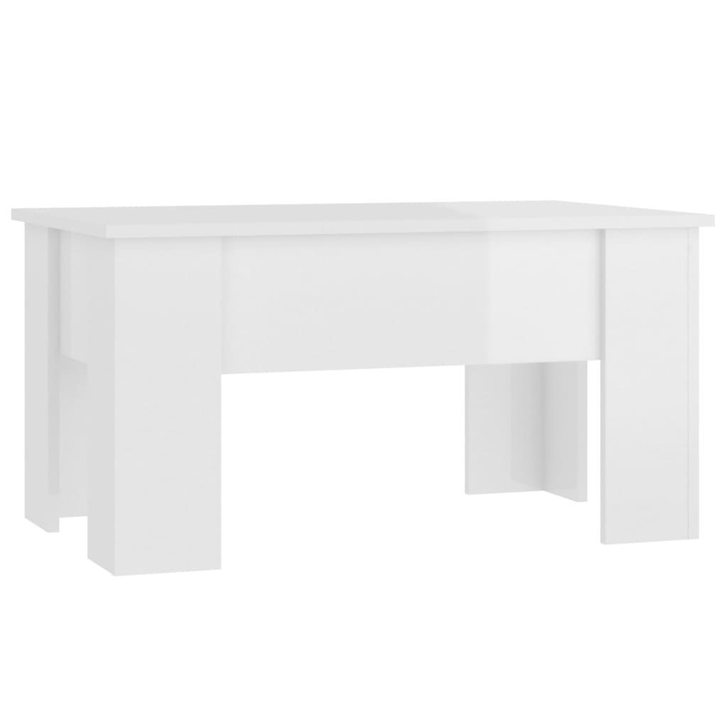 Tavolino Basso Tavolino da Salotto Tavolino da divano Bianco Lucido 79x49x41  cm Legno Compensato ITD83637