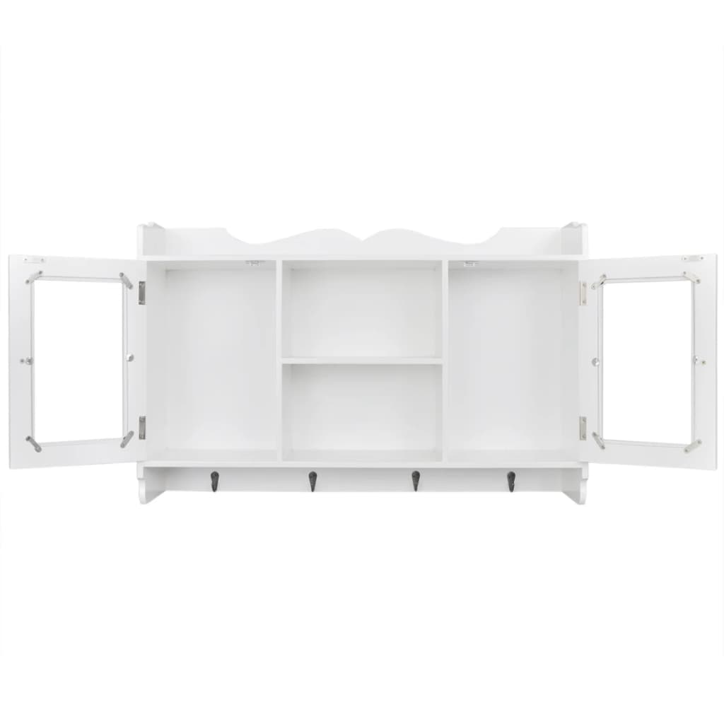 Armadietto sospeso, Mensole a Partete ，Scaffale Murale porta DVD/Libri/Oggetti  in MDF Bianco KOS79584 MaisonChic