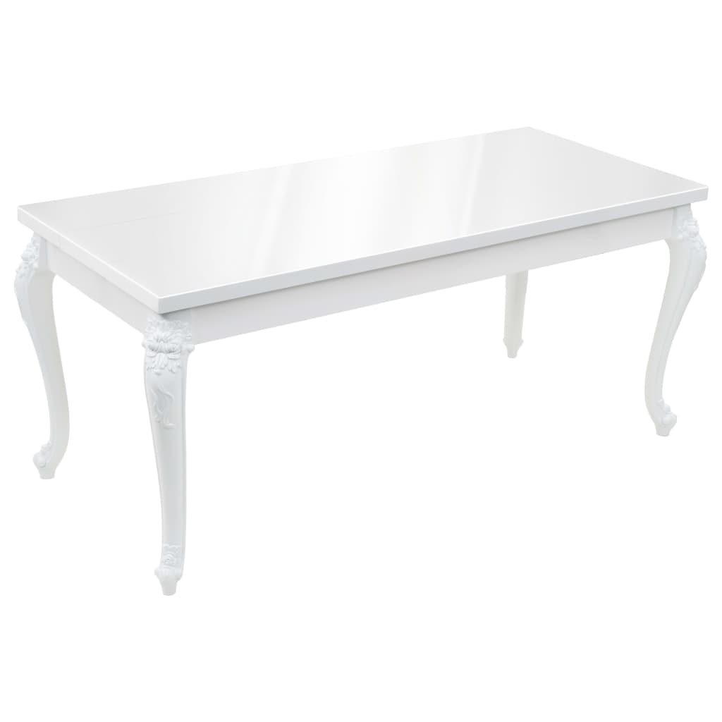vidaXL Dining Table 179x89x81 cm High Gloss White White