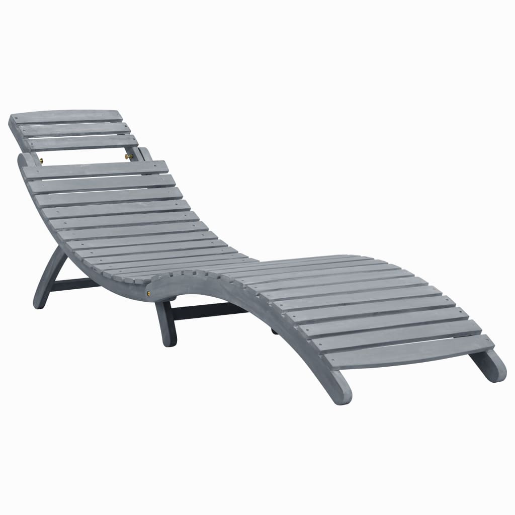 Sun Lounger Grey Wash Solid Acacia Wood vidaXL