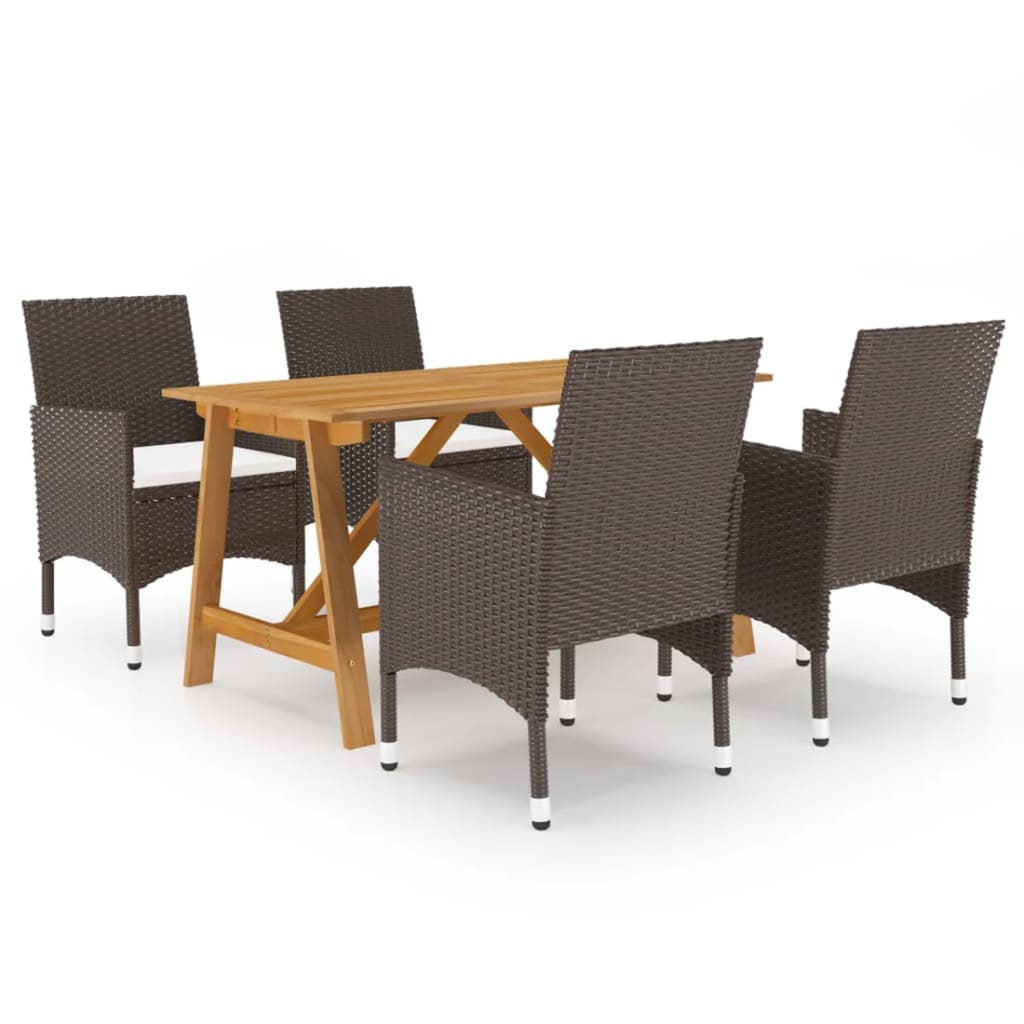 Set Mobili da Pranzo per Giardino 5 pz，Salotti da giardino，Set tavolo e  sedie da giardino Marrone CNIN329134 MaisonChic