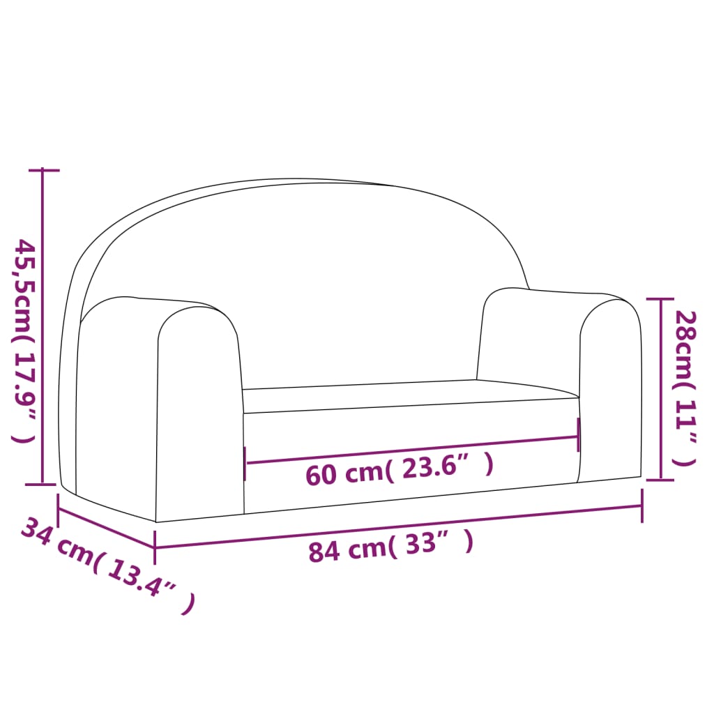 Divano per Bambini a 2 Posti Divano fisso Sofa da soggiorno Blu in Morbido  Peluche ITD33766