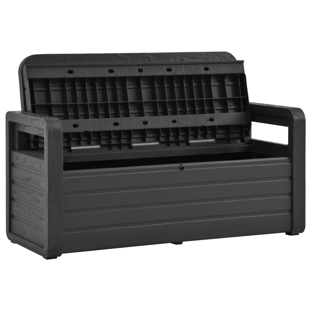 Garden Storage Bench 132.5 cm Plastic Anthracite vidaXL