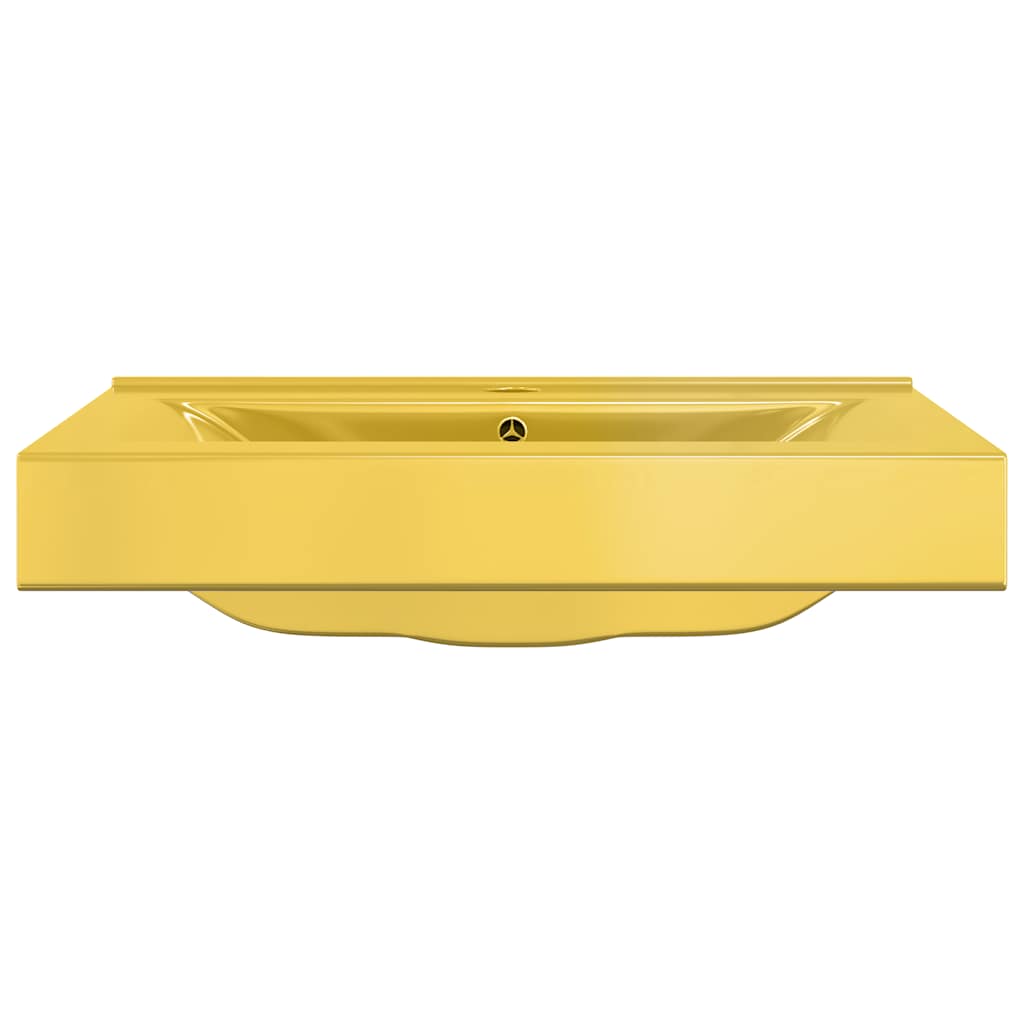 Waschbecken mit Überlauf 60 x 46 x 16 cm Keramik Golden