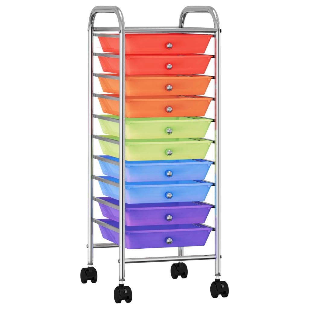 vidaXL Carrito de almacenaje portátil 10 cajones plástico multicolor