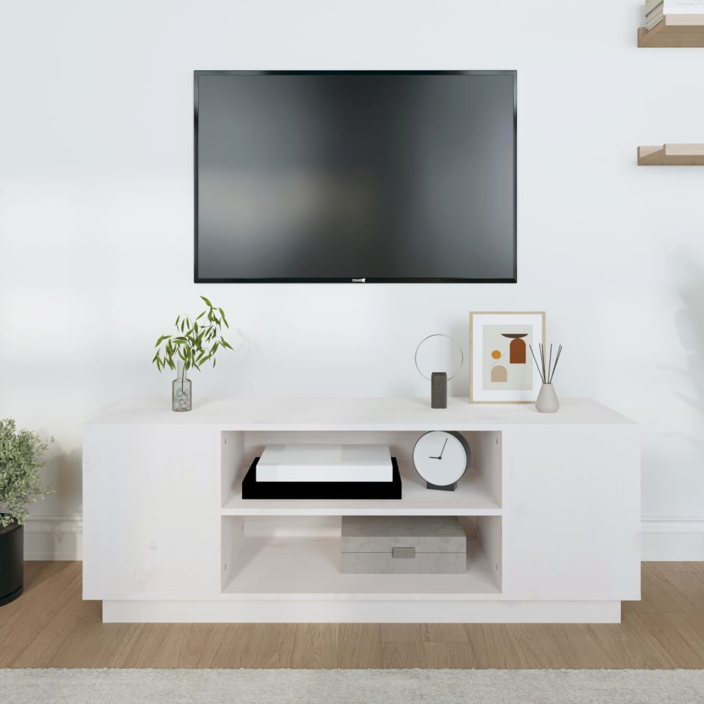 TV White 110x35x40.5 cm Solid Wood Pine vidaXL