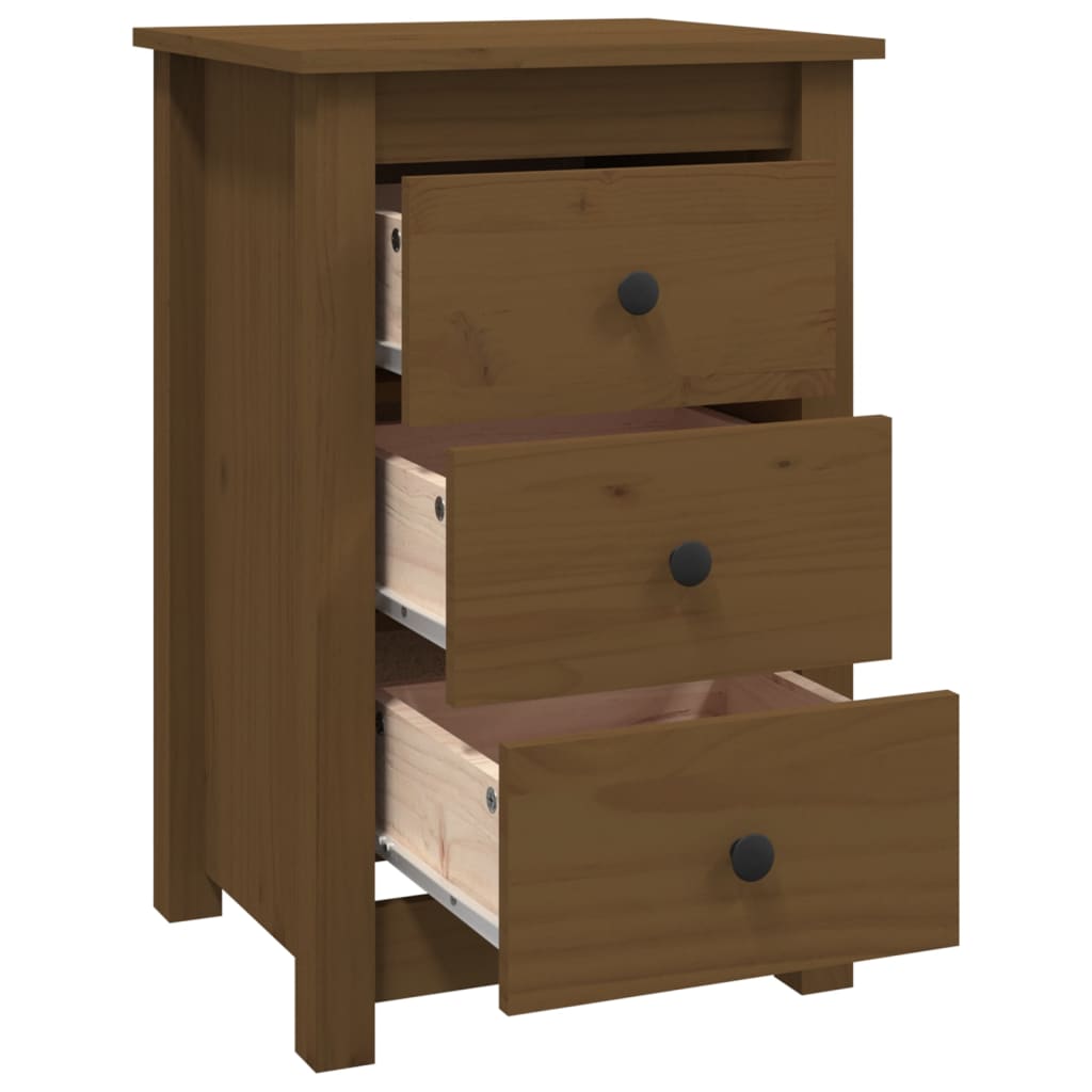 lvssiao Mueble Auxiliar Dormitorio, Mesita de Noche Madera Maciza de Pino  marrón Miel 40x35x61,5 cm Mueble Auxiliar Salón Mesilla de Noche para