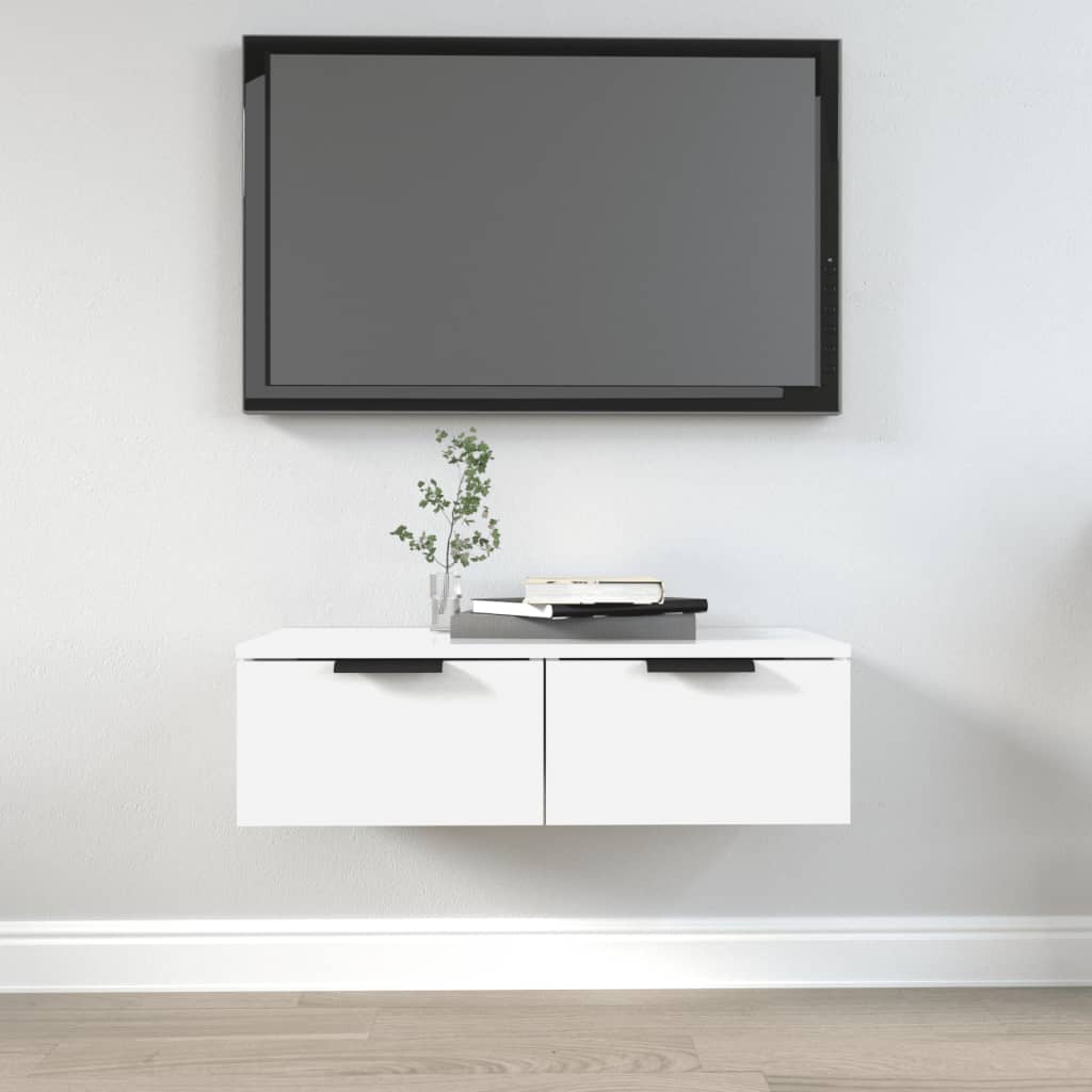 SoBuy mensola da muro moderna soprammobili da interno con cassetto Bianco 2  cassetti FRG43-W