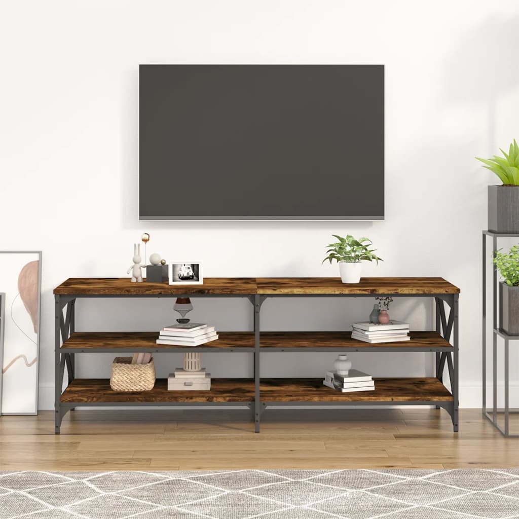 Mobile TV,Mobile porta TV Salotto,Tavolino TV Rovere Fumo 140x40x50 cm in legno Multistrato MCWN453406 Maisonchic