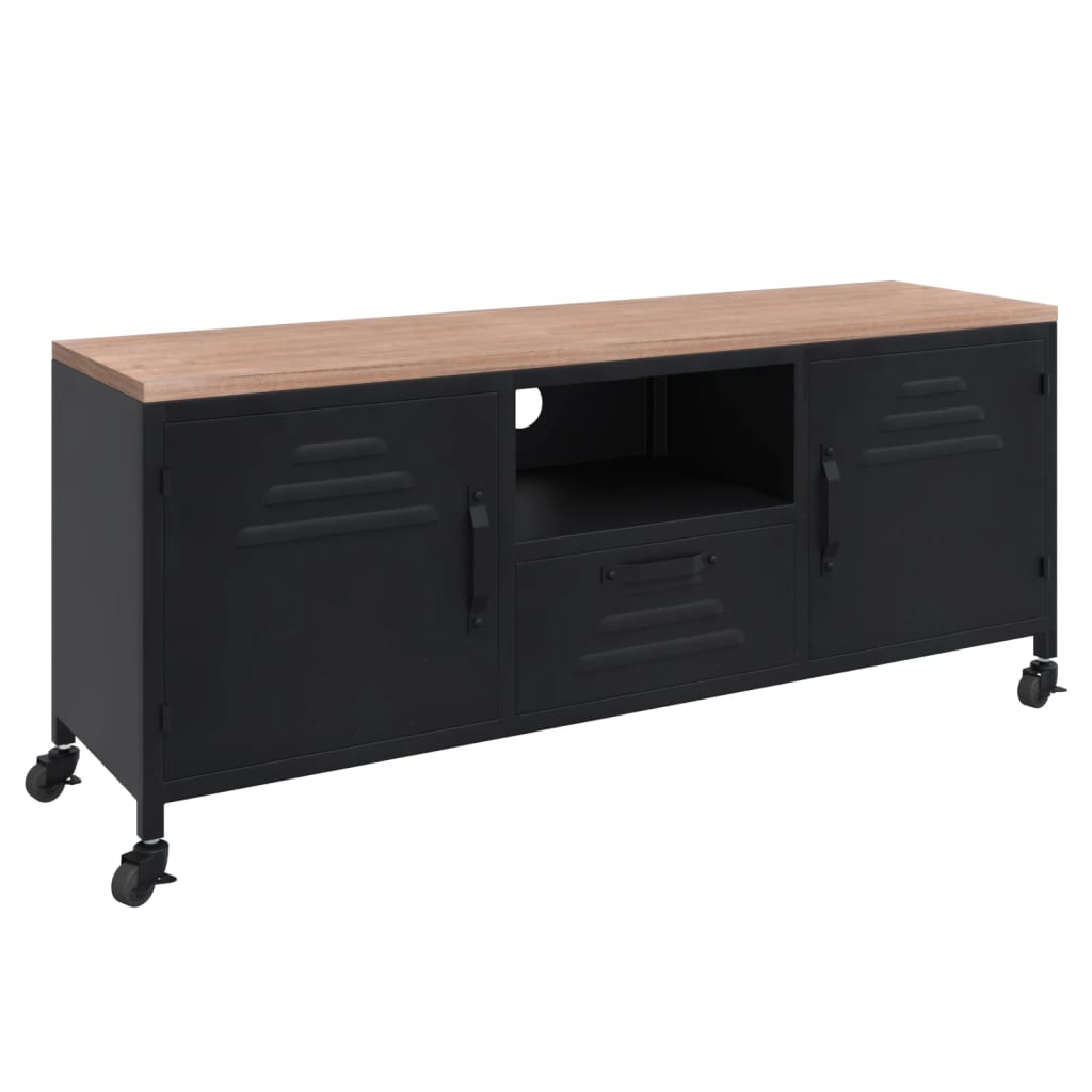  Armario de TV de estilo industrial con cajones y estantes,  soporte de TV de madera, mueble de centro de entretenimiento multimedia  para sala de estar y dormitorio, 43.3 x 11.8 x